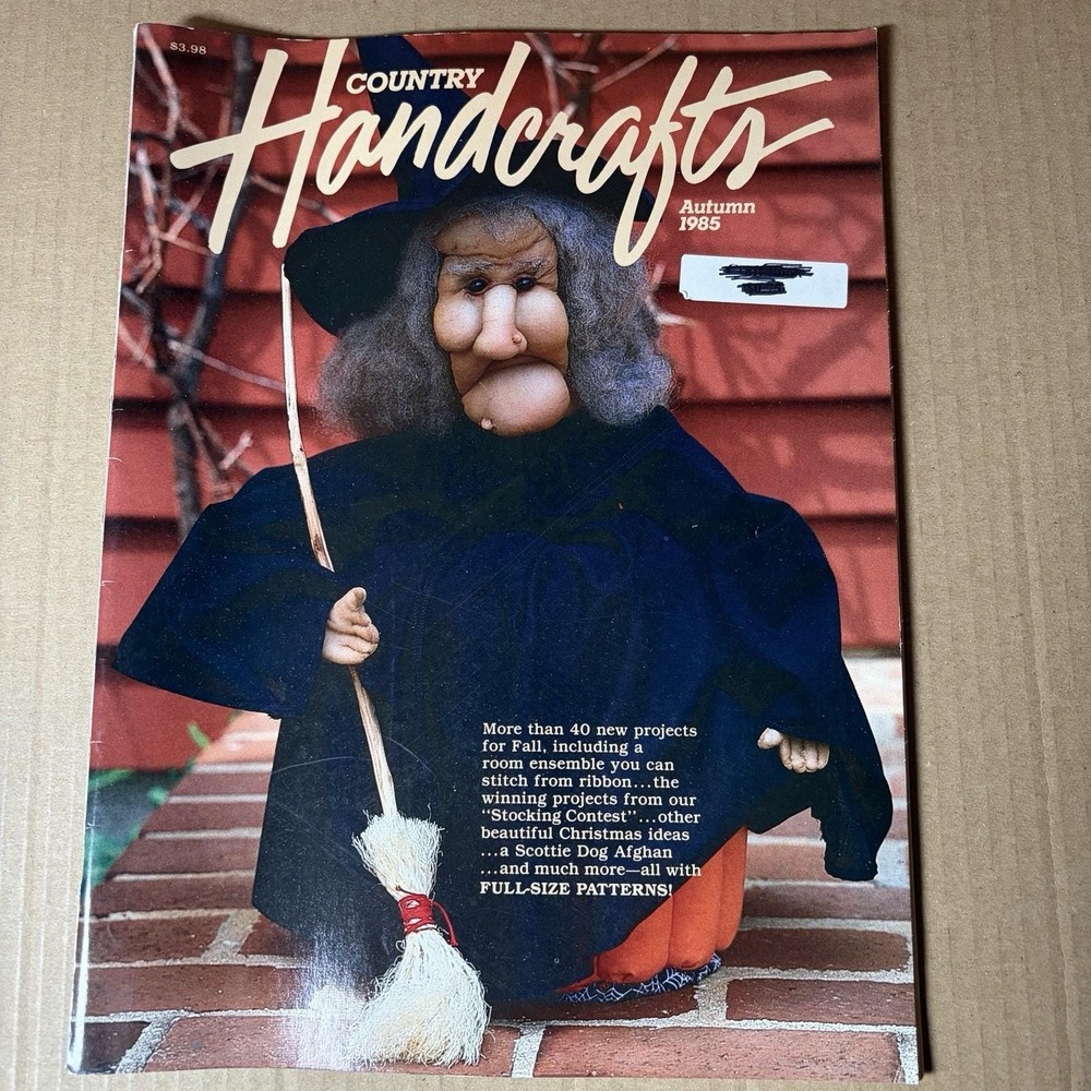 Vintage 1985 Country Handcrafts Magazine Autumn Halloween Witch Scottie Dogs